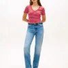 Gestreiftes „Favorite“-T-Shirt mit V-Ausschnitt Gestreiftes „Favorite“-T-Shirt mit V-Ausschnitt