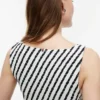 Gestreiftes, gerafftes Maxikleid aus Crêpe