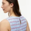 Gestreiftes, gerafftes Midi-Kleid aus Popeline Gestreiftes, gerafftes Midi-Kleid aus Popeline