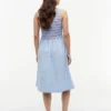Gestreiftes, gerafftes Midi-Kleid aus Popeline Gestreiftes, gerafftes Midi-Kleid aus Popeline