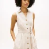 Gestreiftes Hemdkleid aus Leinen-Baumwoll-Mischung Gestreiftes Hemdkleid aus Leinen-Baumwoll-Mischung