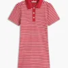 Gestreiftes Interlock-Polokleid mit goldenen Knöpfen Gestreiftes Interlock-Polokleid mit goldenen Knöpfen