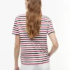 Gestreiftes Interlock-T-Shirt mit goldenen Knöpfen