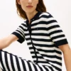 Gestreiftes, leichtes Polo-Strickkleid