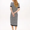 Gestreiftes, leichtes Polo-Strickkleid