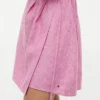 Gestreiftes Leinen-Mini-Wickelkleid
