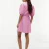 Gestreiftes Leinen-Mini-Wickelkleid