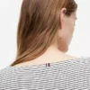 Gestreiftes Pointelle-Cardigan-T-Shirt Gestreiftes Pointelle-Cardigan-T-Shirt