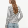 Gestreiftes Pointelle-Cardigan-T-Shirt Gestreiftes Pointelle-Cardigan-T-Shirt