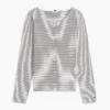 Gestreiftes Pointelle-Cardigan-T-Shirt Gestreiftes Pointelle-Cardigan-T-Shirt