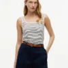 Gestreiftes Pointelle-Tanktop mit quadratischem Ausschnitt Gestreiftes Pointelle-Tanktop mit quadratischem Ausschnitt