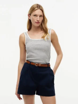 Gestreiftes Pointelle-Tanktop mit quadratischem Ausschnitt