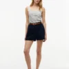 Gestreiftes Pointelle-Tanktop mit quadratischem Ausschnitt Gestreiftes Pointelle-Tanktop mit quadratischem Ausschnitt