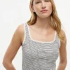Gestreiftes Pointelle-Tanktop mit quadratischem Ausschnitt Gestreiftes Pointelle-Tanktop mit quadratischem Ausschnitt