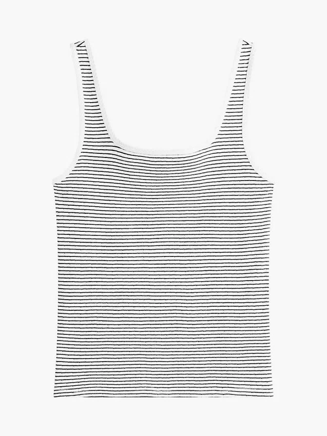 Gestreiftes Pointelle-Tanktop mit quadratischem Ausschnitt Gestreiftes Pointelle-Tanktop mit quadratischem Ausschnitt