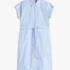 Gestreiftes Popeline-Shirtkleid mit Gürtel
