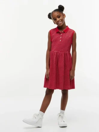 Gestreiftes, ärmelloses Polo-Kleid für Kinder