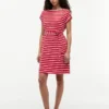 Gestreiftes Stretch-Baumwollkleid mit Gürtel