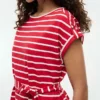 Gestreiftes Stretch-Baumwollkleid mit Gürtel