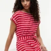 Gestreiftes Stretch-Baumwollkleid mit Gürtel