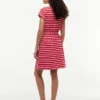 Gestreiftes Stretch-Baumwollkleid mit Gürtel