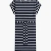 Gestreiftes Stretch-Baumwollkleid mit Gürtel Gestreiftes Stretch-Baumwollkleid mit Gürtel