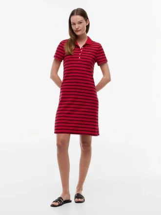 Gestreiftes Stretch-Piqué-Polokleid