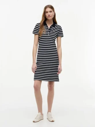 Gestreiftes Stretch-Piqué-Polokleid