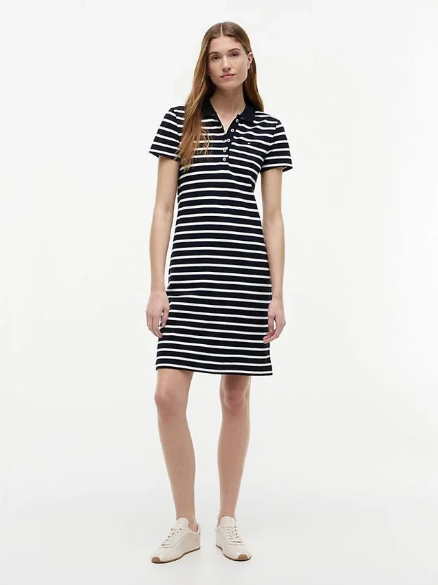 Gestreiftes Stretch-Piqué-Polokleid Gestreiftes Stretch-Piqué-Polokleid