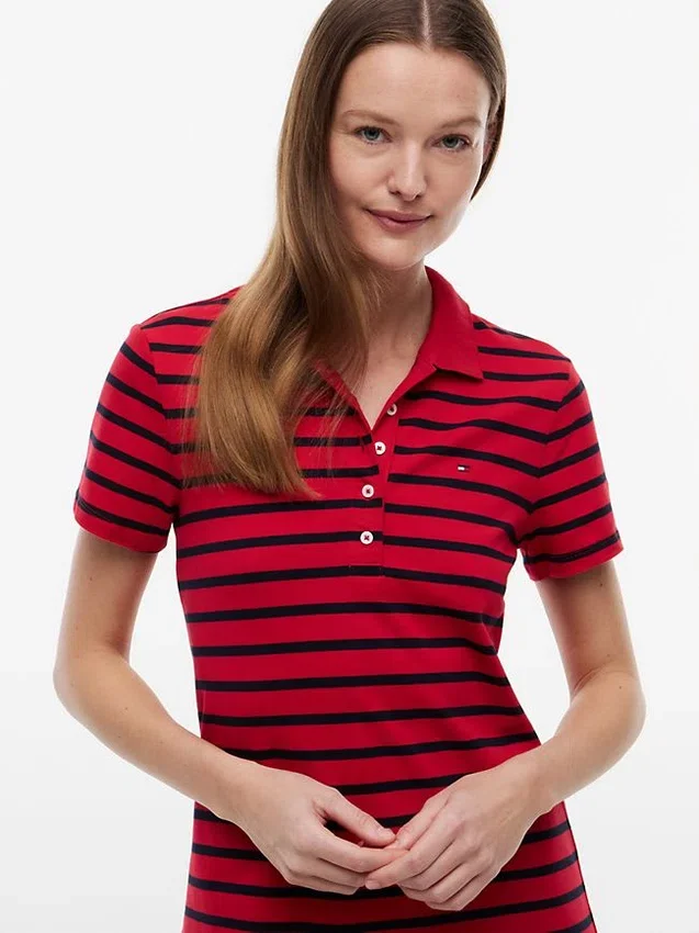 Gestreiftes Stretch-Piqué-Polokleid Gestreiftes Stretch-Piqué-Polokleid