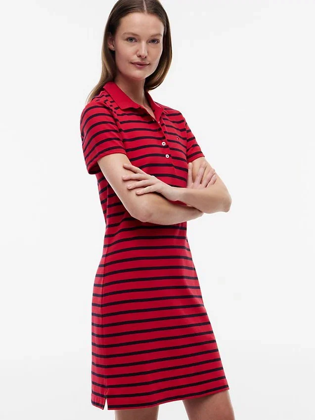 Gestreiftes Stretch-Piqué-Polokleid Gestreiftes Stretch-Piqué-Polokleid