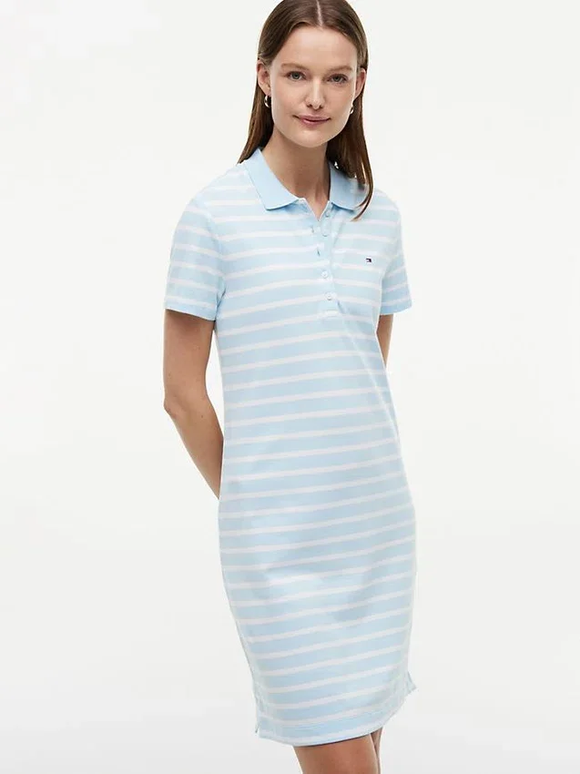 Gestreiftes Stretch-Piqué-Polokleid Gestreiftes Stretch-Piqué-Polokleid
