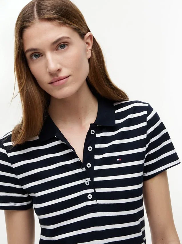 Gestreiftes Stretch-Piqué-Polokleid Gestreiftes Stretch-Piqué-Polokleid