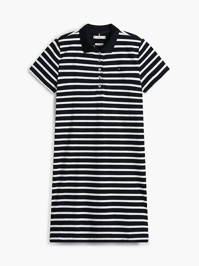 Gestreiftes Stretch-Piqué-Polokleid Gestreiftes Stretch-Piqué-Polokleid