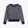 Gestreiftes Sweatshirt mit U-Boot-Ausschnitt und goldfarbenen Knöpfen Gestreiftes Sweatshirt mit U-Boot-Ausschnitt und goldfarbenen Knöpfen