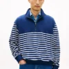 Gestreiftes Sweatshirt mit Viertelreißverschluss