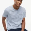 Gestreiftes T-Shirt aus Leinenmischung mit Tasche