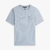 Gestreiftes T-Shirt aus Leinenmischung mit Tasche