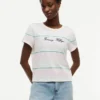 Gestreiftes T-Shirt mit gesticktem Schriftzug-Logo Gestreiftes T-Shirt mit gesticktem Schriftzug-Logo