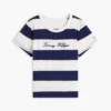 Gestreiftes T-Shirt mit gesticktem Schriftzug-Logo Gestreiftes T-Shirt mit gesticktem Schriftzug-Logo