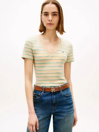 Gestreiftes V-Ausschnitt-T-Shirt „Favorite“