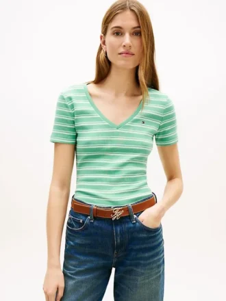 Gestreiftes V-Ausschnitt-T-Shirt „Favorite“