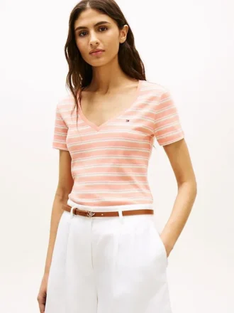 Gestreiftes V-Ausschnitt-T-Shirt „Favorite“