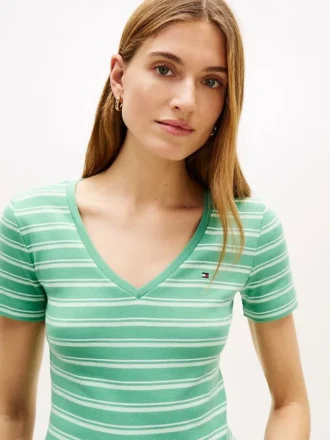 Gestreiftes V-Ausschnitt-T-Shirt „Favorite“