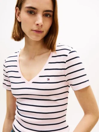 Gestreiftes V-Ausschnitt-T-Shirt „Favorite“