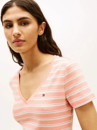 Gestreiftes V-Ausschnitt-T-Shirt „Favorite“