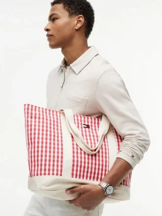 Gingham-Canvas-Tragetasche Gingham-Canvas-Tragetasche