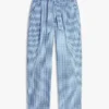 Gingham-Seersucker-Hose mit Gürtel und konischem Schnitt Gingham-Seersucker-Hose mit Gürtel und konischem Schnitt
