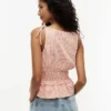 Gingham-Seersucker-Tanktop mit Raffungen