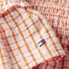 Gingham-Seersucker-Tanktop mit Raffungen